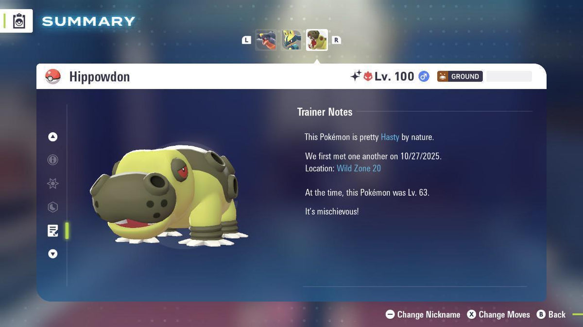 Shiny Alpha Hippowdon Pokémon Legends ZA 6IV Competitive Battle Ready - Image 4
