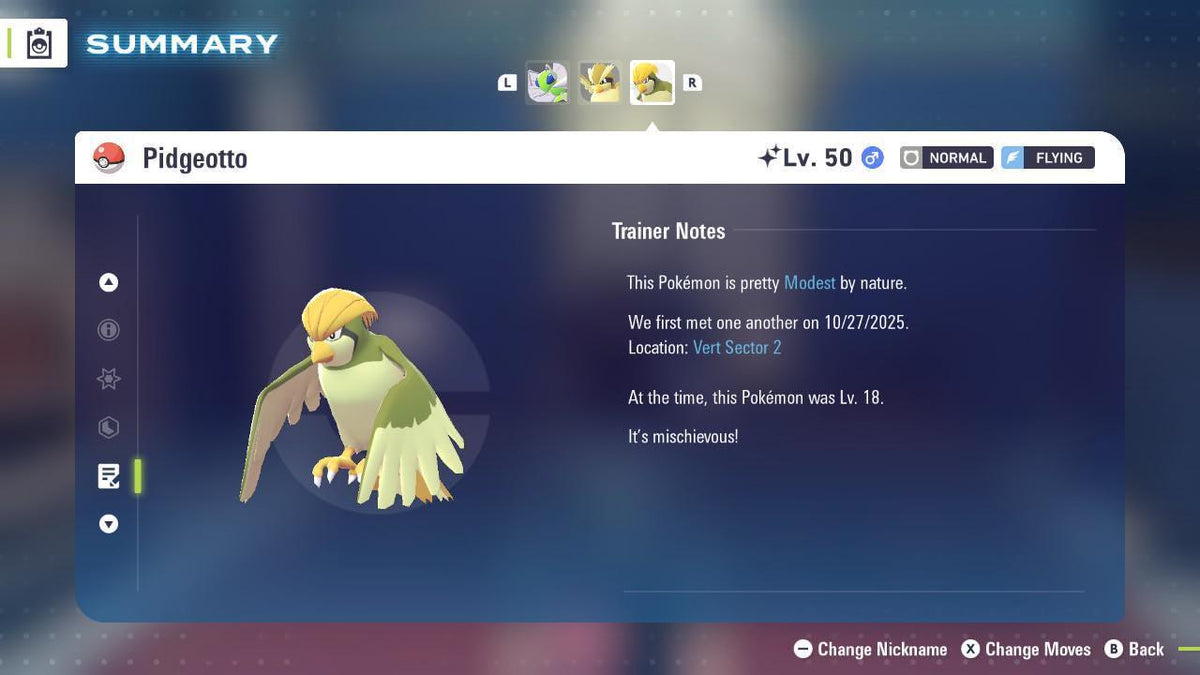 Shiny PIDGEOTTO Pokémon Legends ZA 6IV Competitive Battle Ready - Image 4