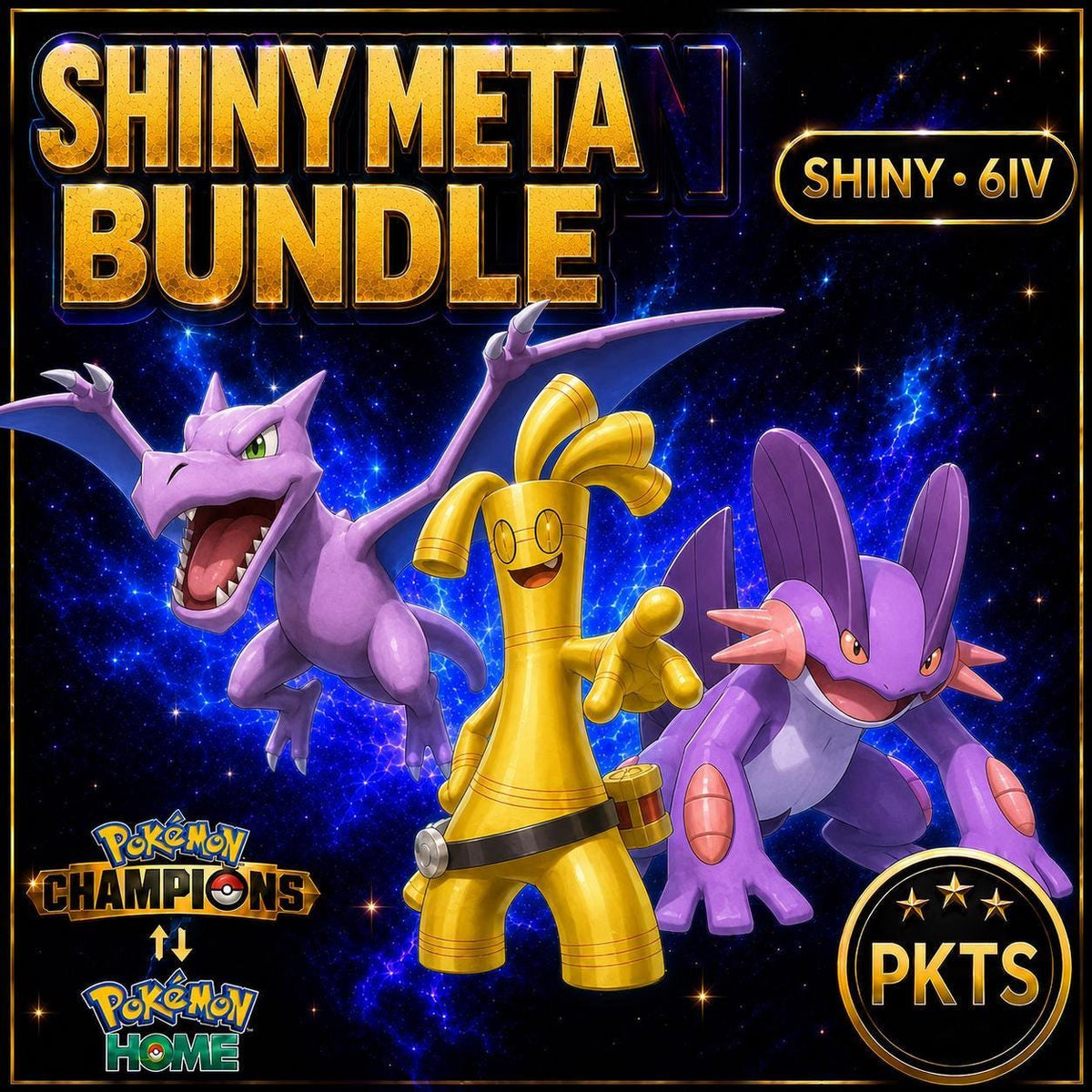 Shiny Aerodactyl Gholdengo Swampert Pokémon Champions Bundle 6IV Competitive Battle Ready - Image 1