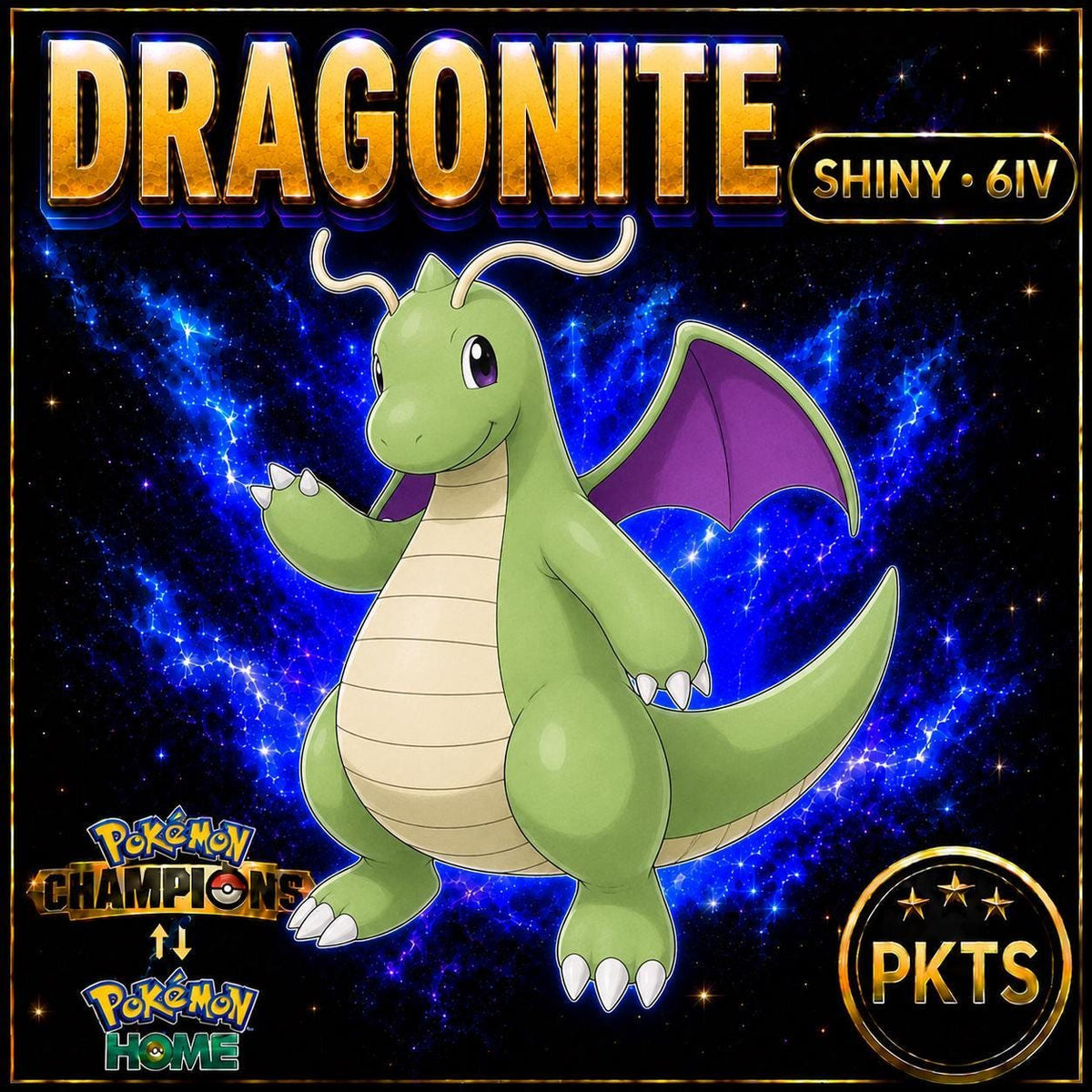 Shiny Dragonite Pokémon Champions 6IV Competitive Battle Ready - Image 1