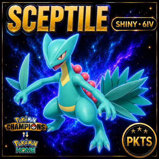 Shiny Sceptile Pokémon Champions 6IV Competitive Battle Ready - Image 1
