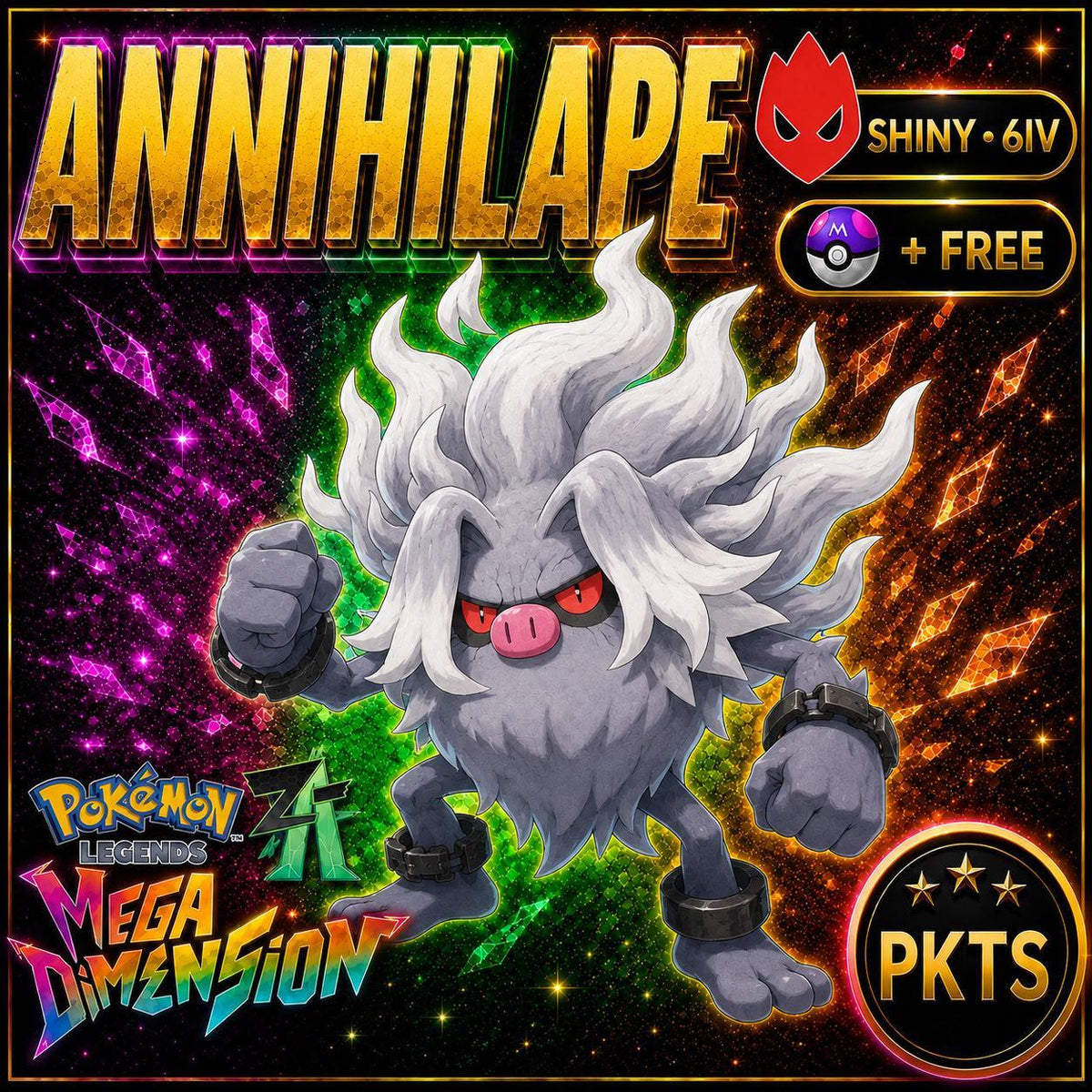 Alpha Annihilape Shiny 6IV Pokemon Legends ZA Mega Dimension DLC Pokemon Legends Za Mega Dimension DLC 6IV Competitive Battle Ready - Image 1