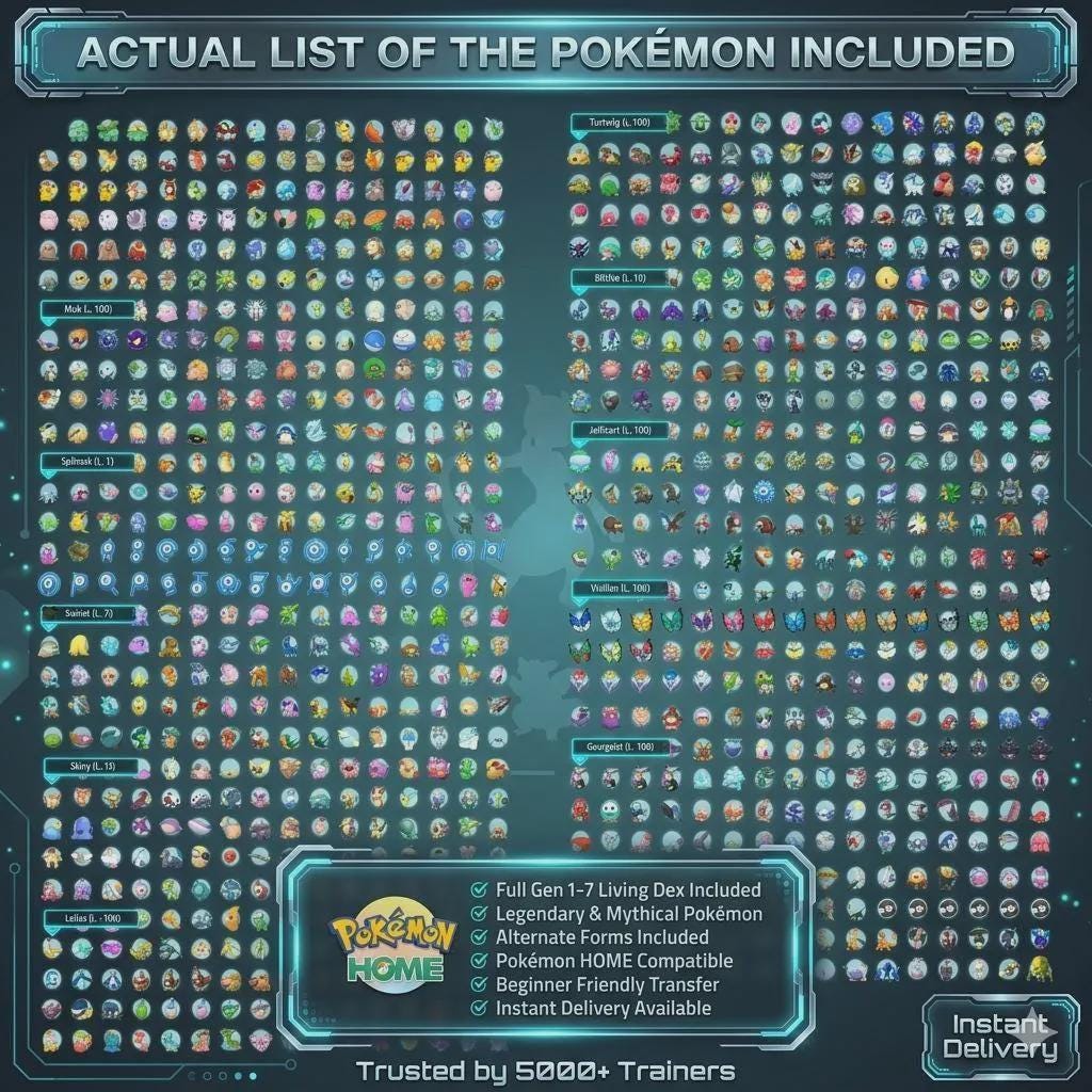 Pokemon HOME Complete Living Dex Gen 1-7 Shiny Legendary Mythical Collection - Image 4