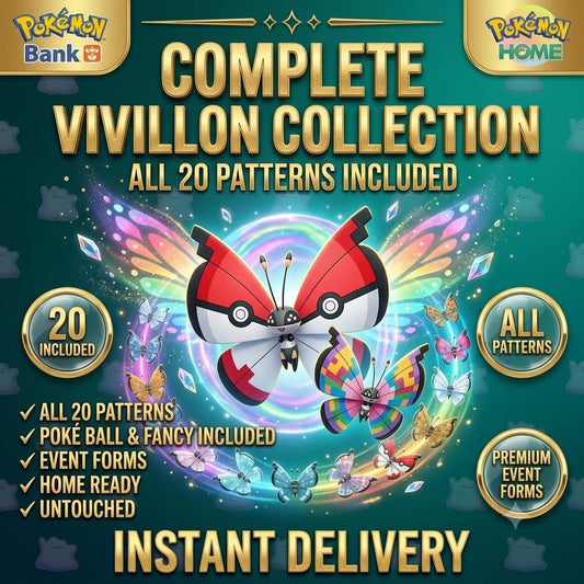 SHINY VIVILLON BUNDLE All 20 Forms Complete Collection Pokemon Home Transfer Custom Ot Scarlet Violet Compatible 30th Anniversary - Image 1