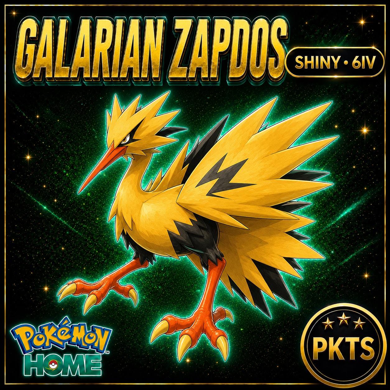 Shiny Galarian Zapdos Pokémon HOME 6IV Competitive Battle Ready