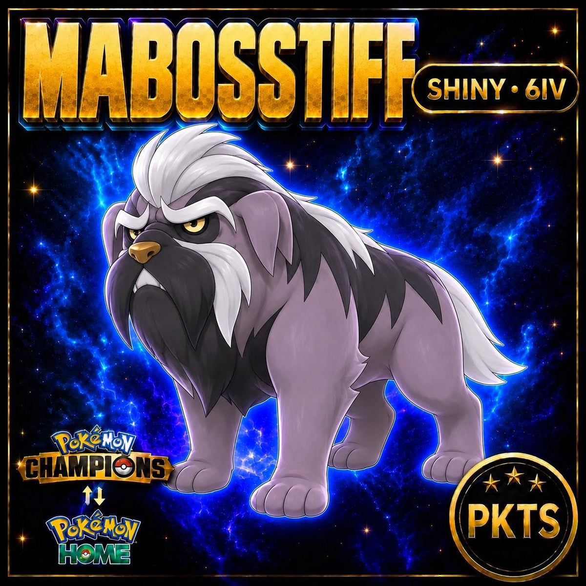 Shiny Mabosstiff Pokémon Champions 6IV Competitive Battle Ready