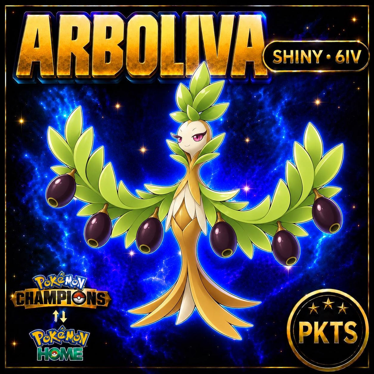 Shiny Arboliva Pokémon Champions 6IV Competitive Battle Ready