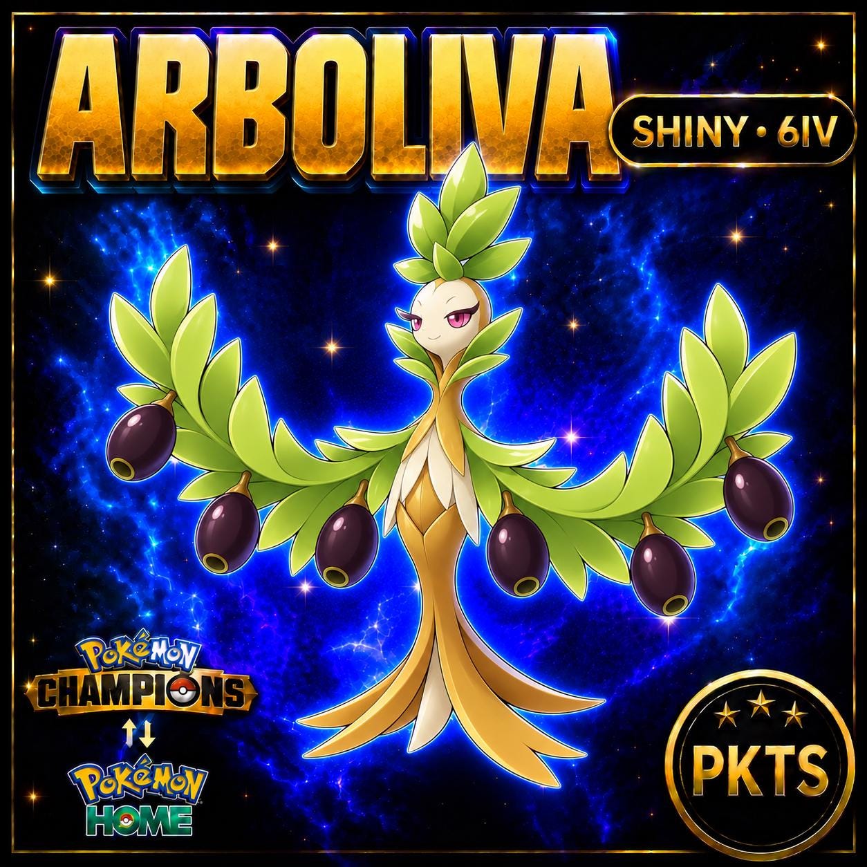 Shiny Arboliva Pokémon Champions 6IV Competitive Battle Ready