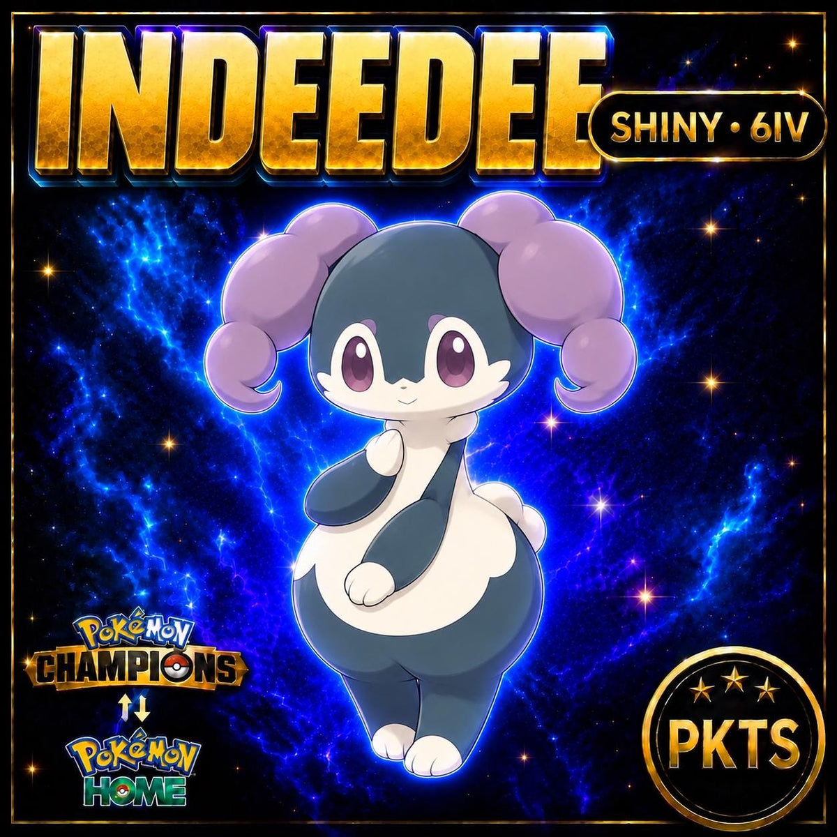 Shiny Indeedee Pokémon Champions 6IV Competitive Battle Ready
