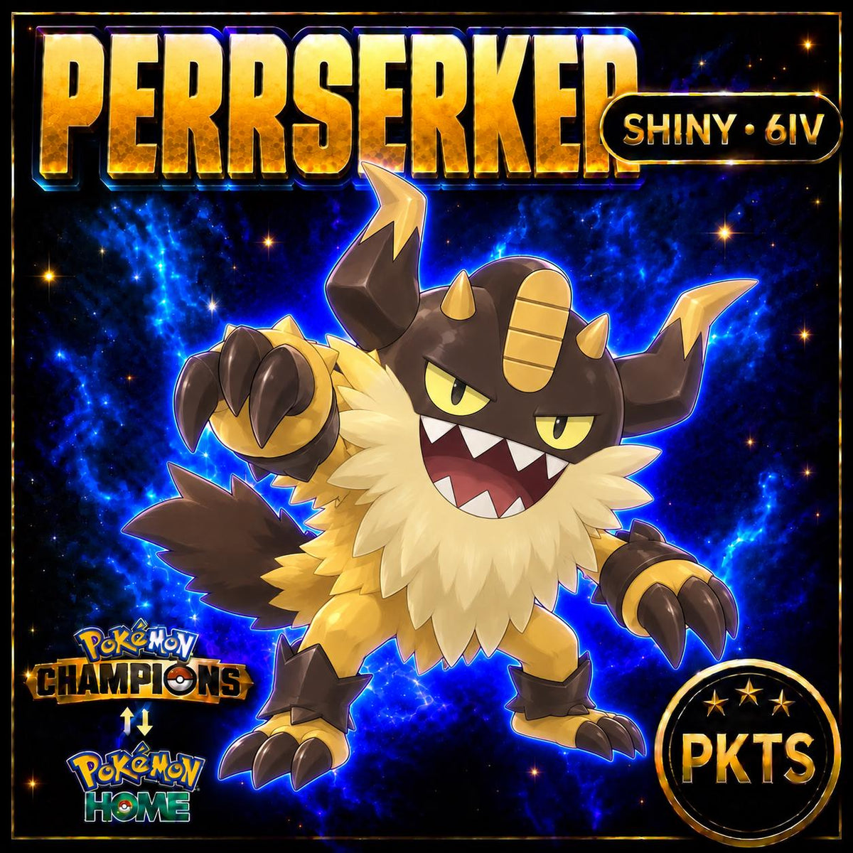 Shiny Perrserker Pokémon Champions 6IV Competitive Battle Ready