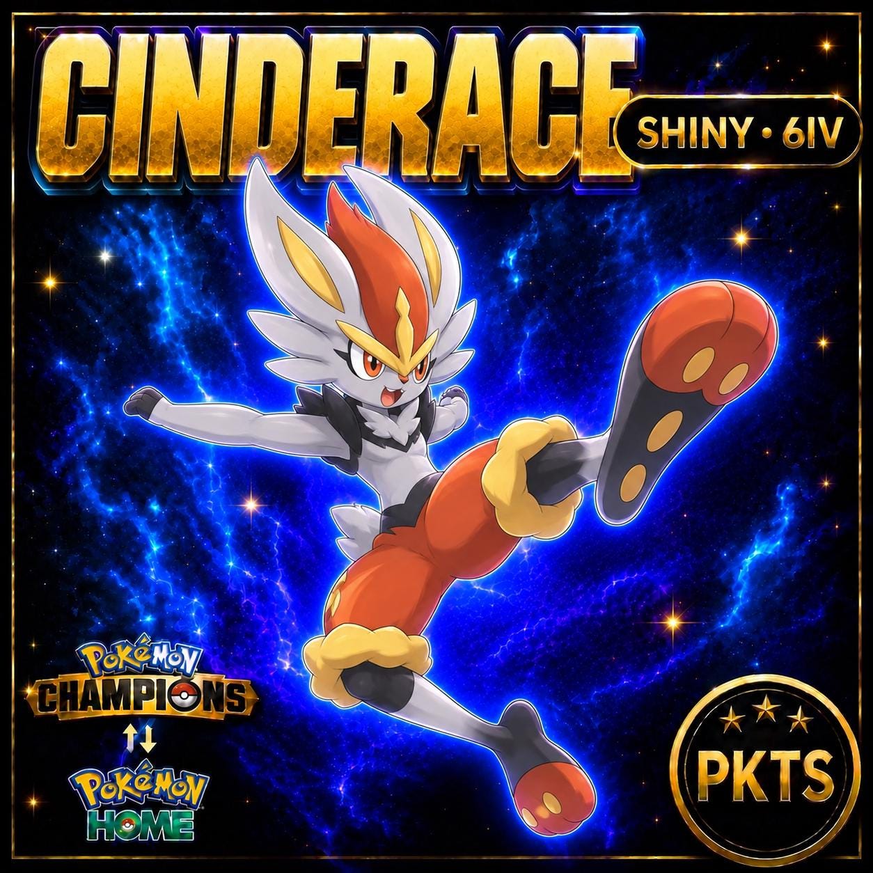 Shiny Cinderace Pokémon Champions 6IV Competitive Battle Ready