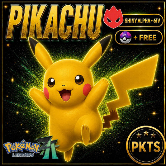 Shiny Alpha Pikachu Pokémon Legends ZA 6IV Competitive Battle Ready - Image 1