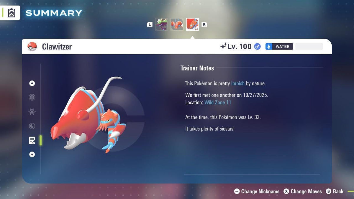 Shiny CLAWITZER Pokémon Legends ZA 6IV Competitive Battle Ready - Image 4