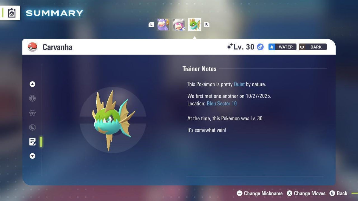 Shiny CARVANHA Pokémon Legends ZA 6IV Competitive Battle Ready - Image 4