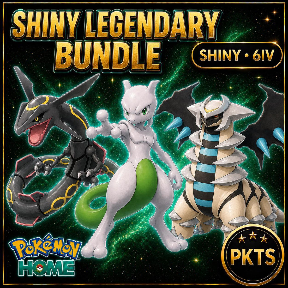 Shiny Rayquaza Mewtwo Giratina Pokémon HOME Bundle 6IV Competitive Battle Ready - Image 1