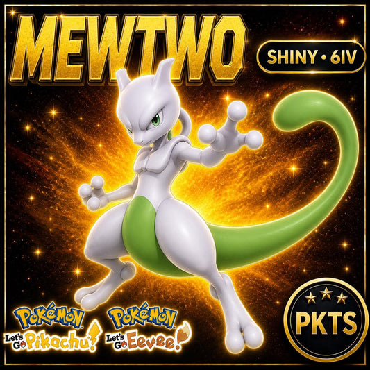 SHINY 6IV Mewtwo Pokémon Lets Go Pikachu Eevee 6IV Competitive Battle Ready - Image 1