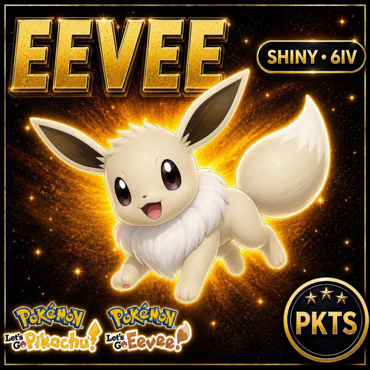 SHINY 6IV Eevee Pokémon Lets Go Pikachu Eevee 6IV Competitive Battle Ready - Image 1
