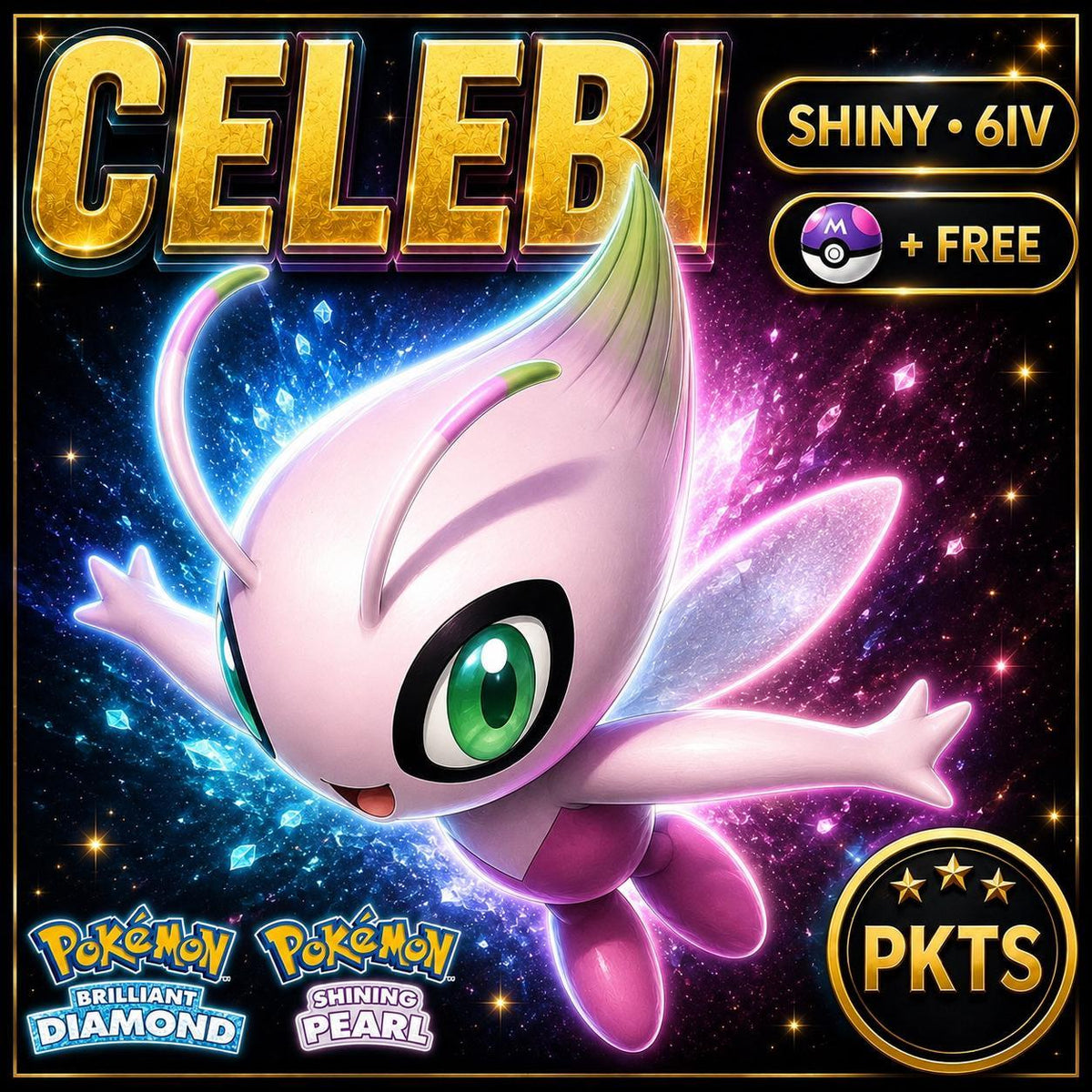 Shiny Celebi Pokemon Brilliant Diamond Shining Pearl 6IV Competitive Battle Ready - Image 1