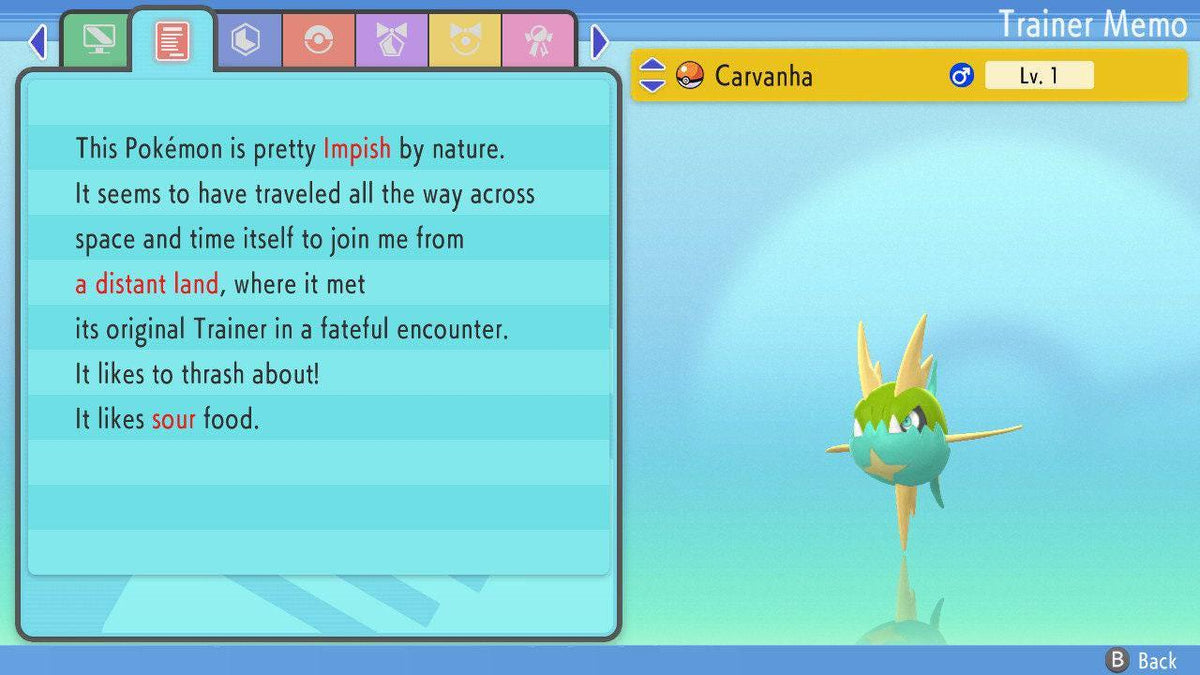 SHINY 6IV CARVANHA Pokemon Brilliant Diamond Shining Pearl 6IV Competitive Battle Ready - Image 2