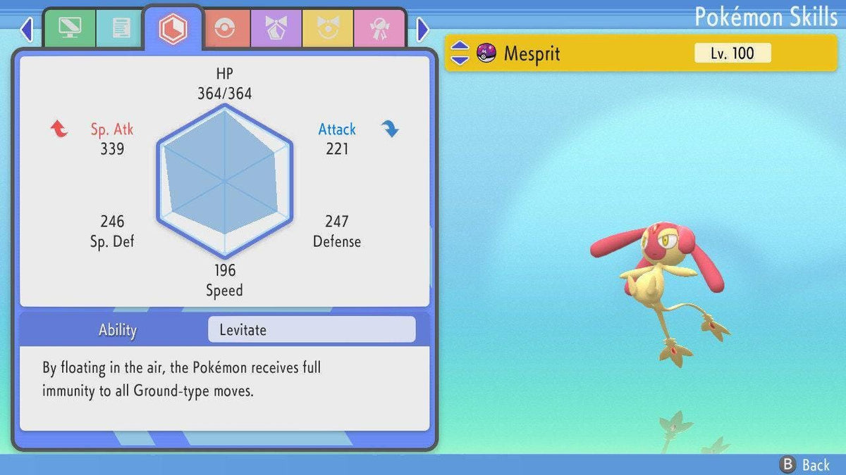 SHINY 6IV MESPRIT Pokemon Brilliant Diamond Shining Pearl 6IV Competitive Battle Ready - Image 2