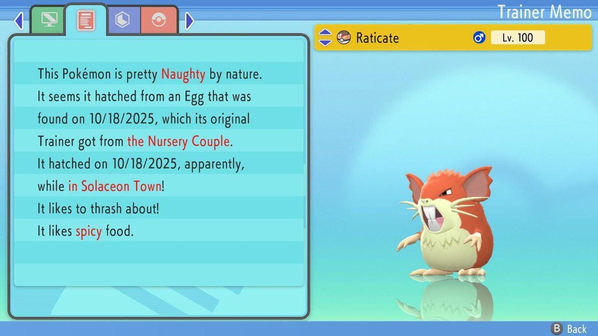 Shiny RATICATE Pokemon Brilliant Diamond Shining Pearl 6IV Competitive Battle Ready - Image 2