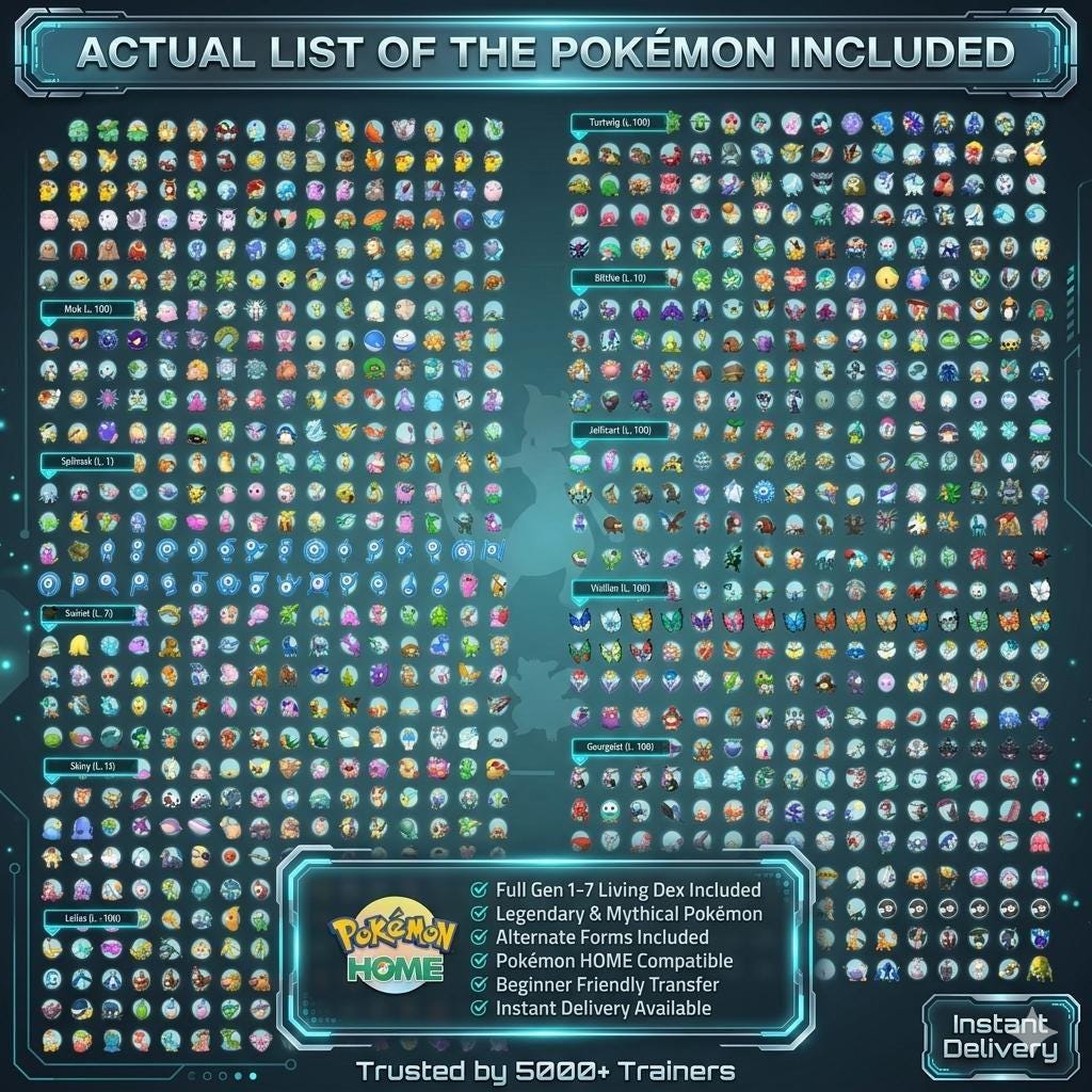 Complete Shiny Living Dex Gen 1-7 Pokemon HOME, All Forms Legendaries Mythicals, Competitive Ready 6IV Smogon, Pokedex Trade Service - Image 4