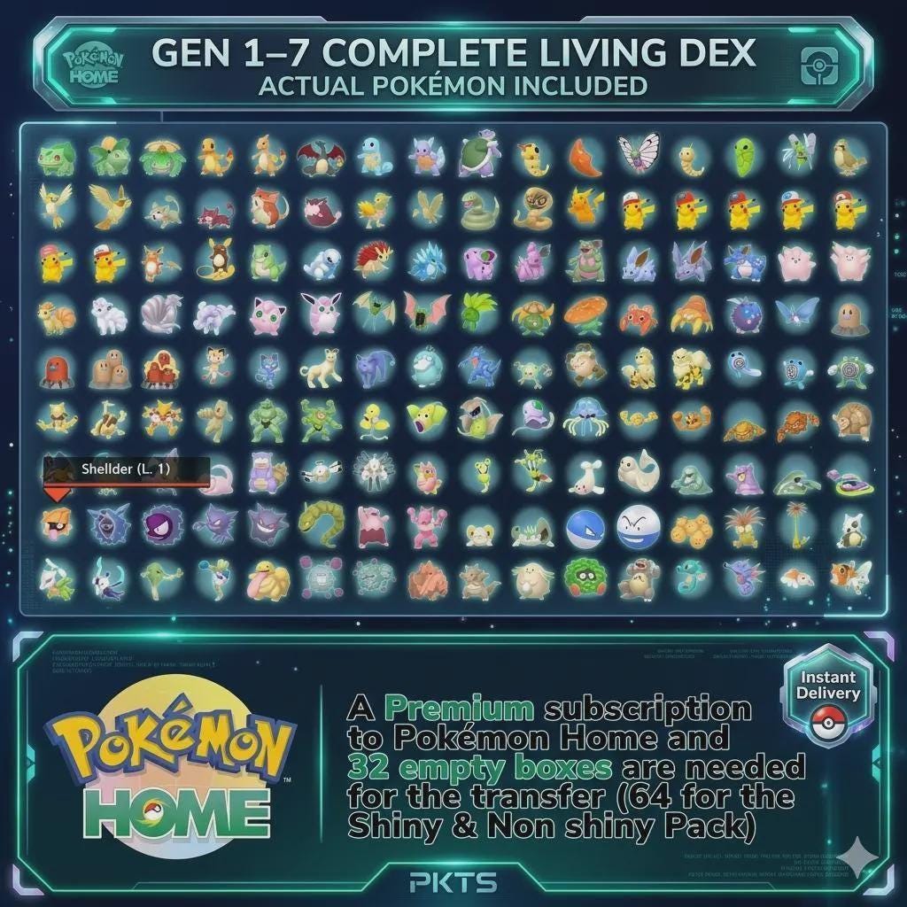 Pokemon HOME Complete Living Dex Gen 1-7 Shiny Legendary Mythical Collection - Image 2