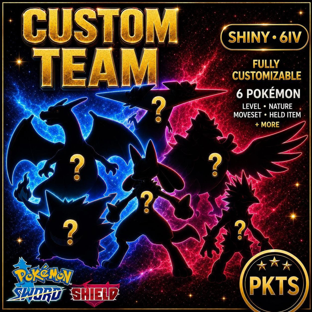 Custom Shiny Team Pokemon Sword Shield 6IV Competitive Battle Ready Custom OT - Image 1