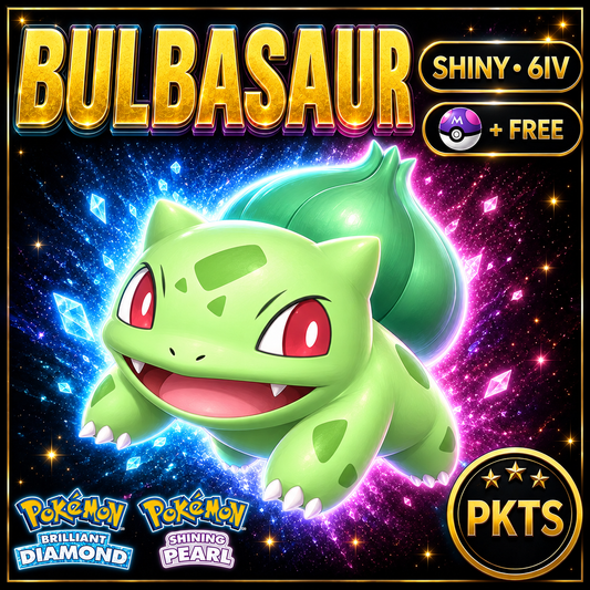 Shiny Bulbasaur for Pokémon Brilliant Diamond & Shining Pearl (BDSP), 6IV, PKTS.