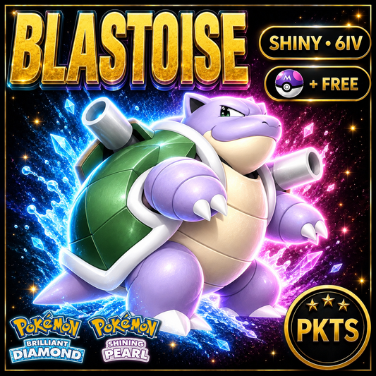 Shiny Blastoise for Pokémon Brilliant Diamond & Shining Pearl (BDSP), 6IV, PKTS.