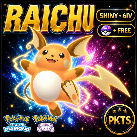 Shiny Raichu for Pokémon Brilliant Diamond & Shining Pearl (BDSP), 6IV, PKTS.