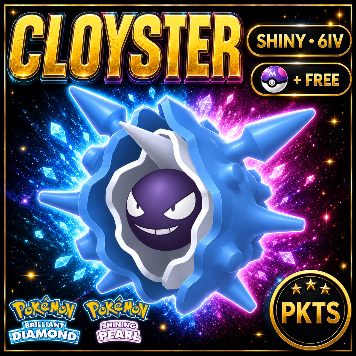 Shiny Cloyster for Pokémon Brilliant Diamond & Shining Pearl (BDSP), 6IV, PKTS.