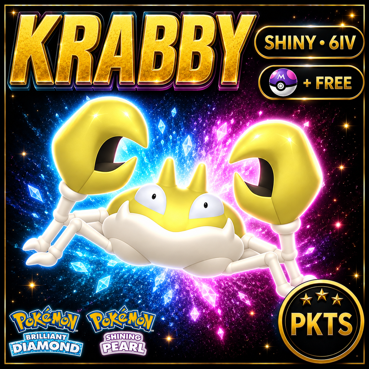 Shiny Krabby for Pokémon Brilliant Diamond & Shining Pearl (BDSP), 6IV, PKTS.
