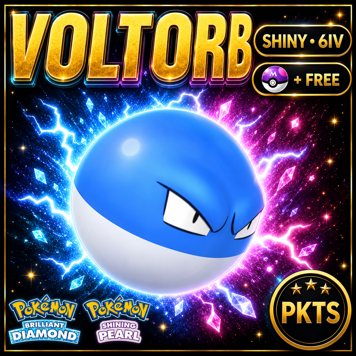 Shiny Voltorb for Pokémon Brilliant Diamond & Shining Pearl (BDSP), 6IV, PKTS.