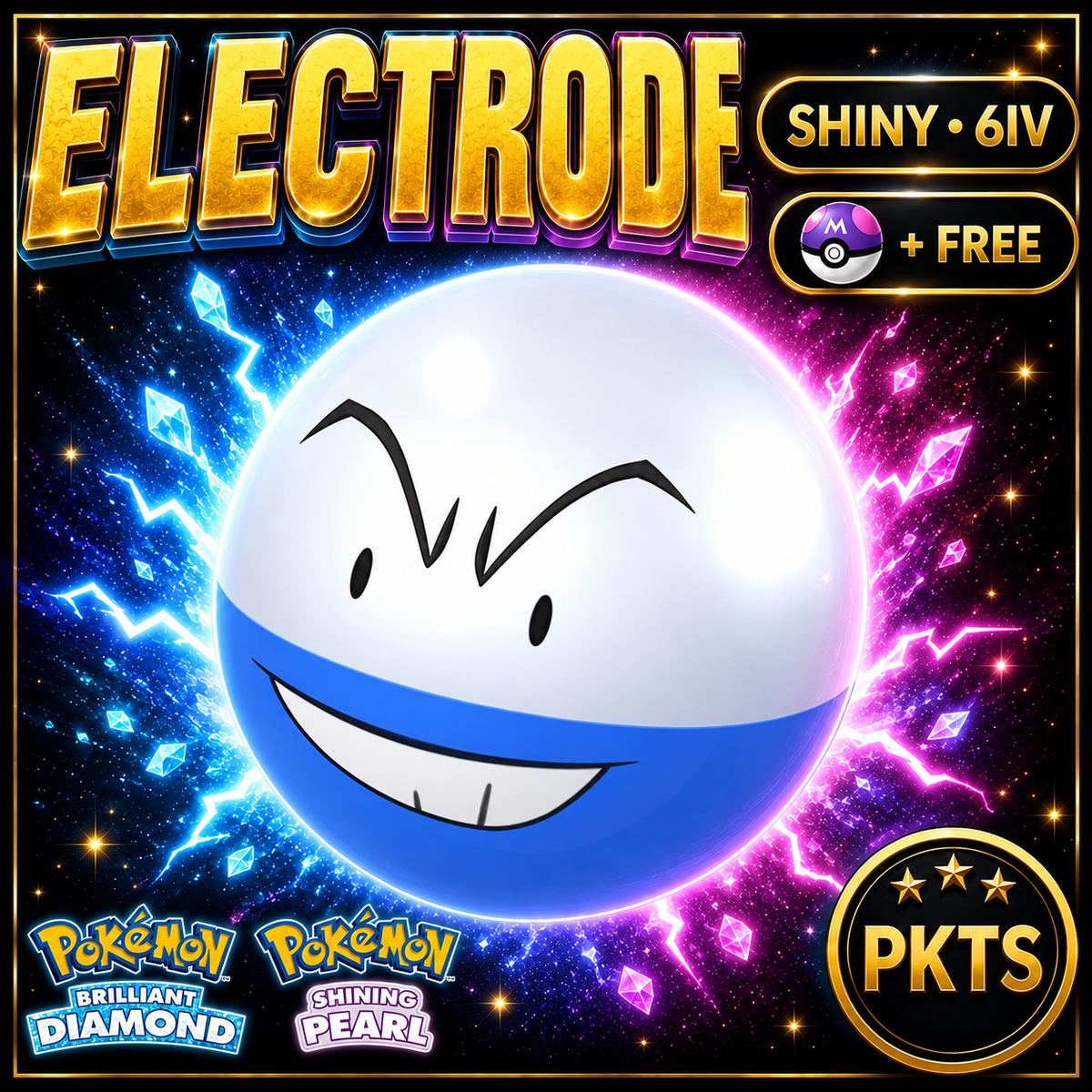 Shiny Electrode for Pokémon Brilliant Diamond & Shining Pearl (BDSP), 6IV, PKTS.