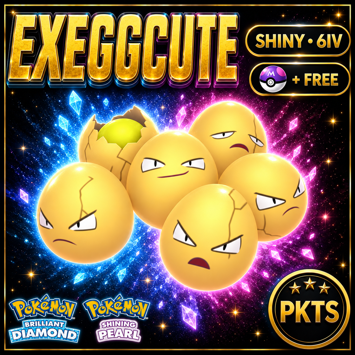 Shiny Exeggcute for Pokémon Brilliant Diamond & Shining Pearl (BDSP), 6IV, PKTS.