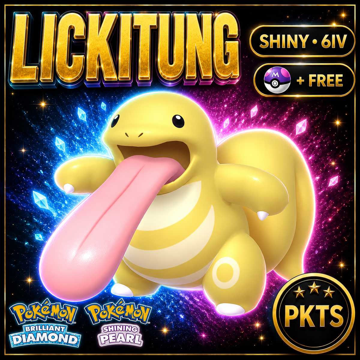Shiny Lickitung for Pokémon Brilliant Diamond & Shining Pearl (BDSP), 6IV, PKTS.