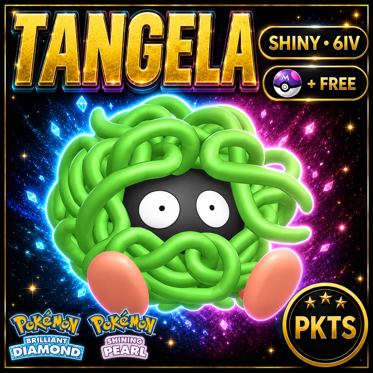 Shiny Tangela for Pokémon Brilliant Diamond & Shining Pearl (BDSP), 6IV, PKTS.