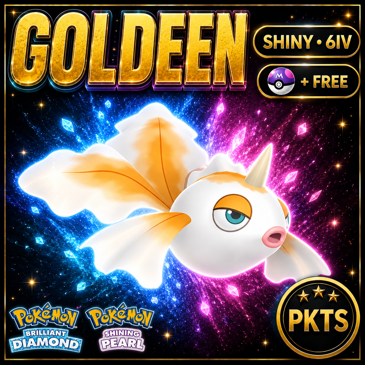 Shiny Goldeen for Pokémon Brilliant Diamond & Shining Pearl (BDSP), 6IV, PKTS.