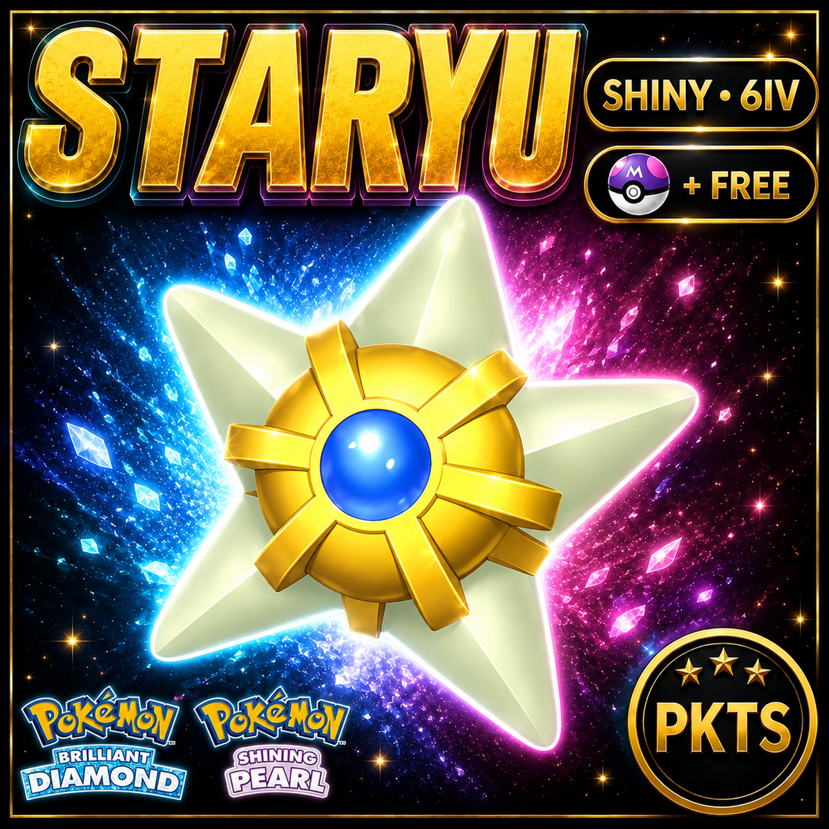 Shiny Staryu for Pokémon Brilliant Diamond & Shining Pearl (BDSP), 6IV, PKTS.