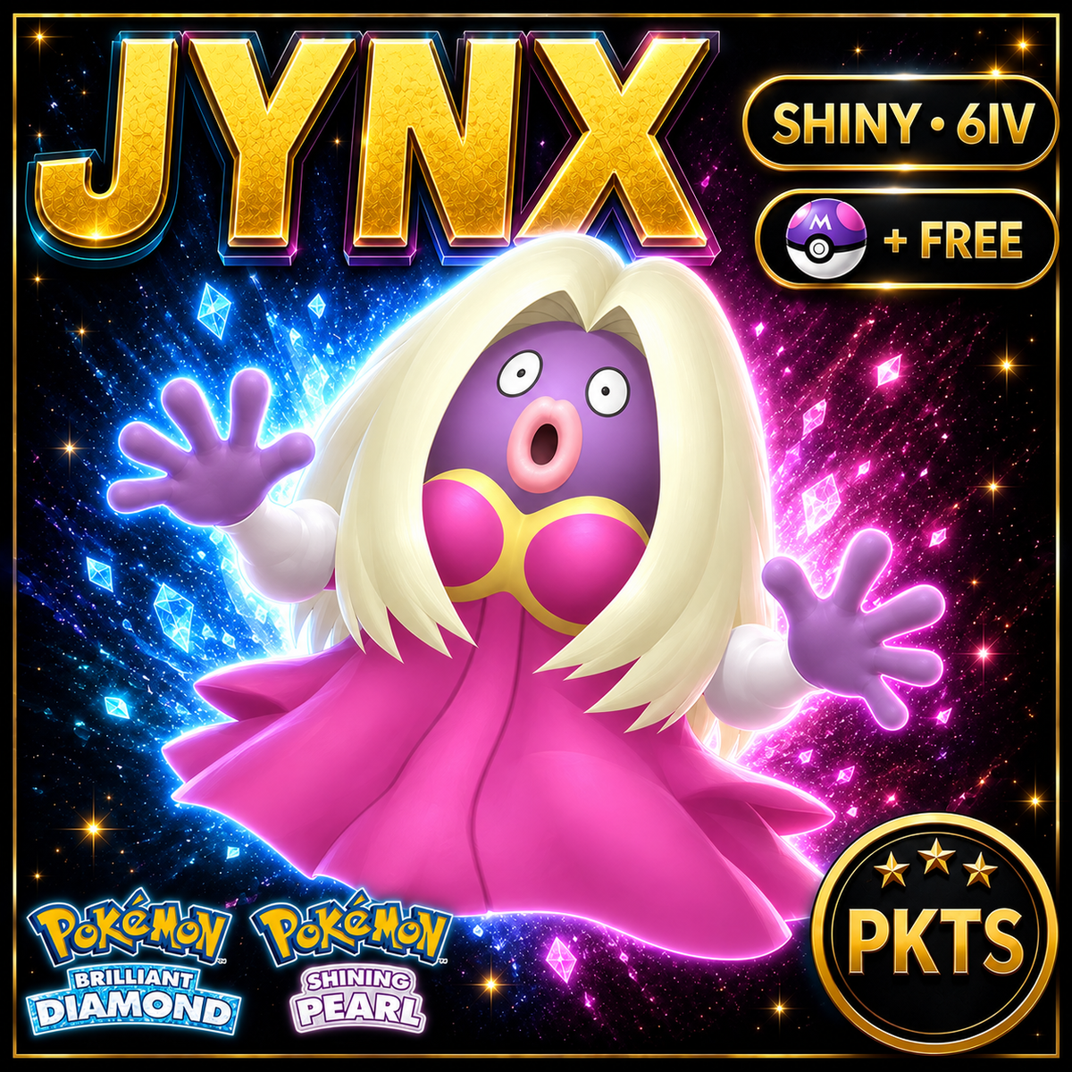 Shiny Jynx for Pokémon Brilliant Diamond & Shining Pearl (BDSP), 6IV, PKTS.