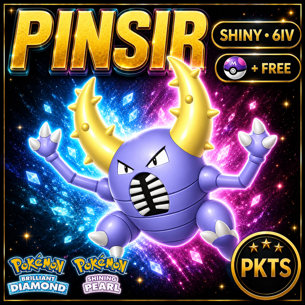 Shiny Pinsir for Pokémon Brilliant Diamond & Shining Pearl (BDSP), 6IV, PKTS.