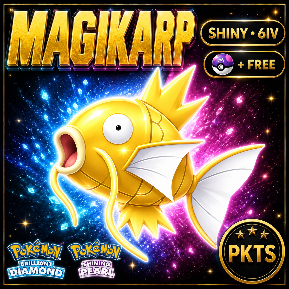 Shiny Magikarp for Pokémon Brilliant Diamond & Shining Pearl (BDSP), 6IV, PKTS.