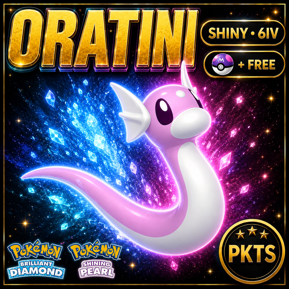 Shiny Dratini for Pokémon Brilliant Diamond & Shining Pearl (BDSP), 6IV, PKTS.