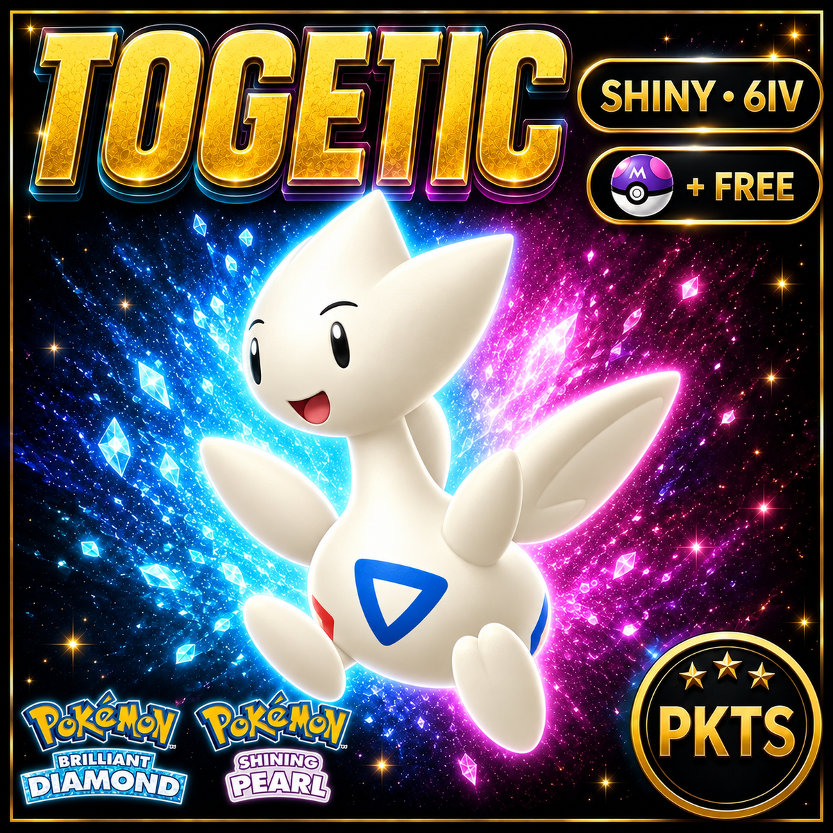 Shiny Togetic for Pokémon Brilliant Diamond & Shining Pearl (BDSP), 6IV, PKTS.