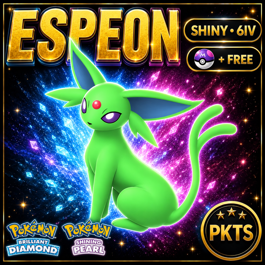 Shiny Espeon for Pokémon Brilliant Diamond & Shining Pearl (BDSP), 6IV, PKTS.