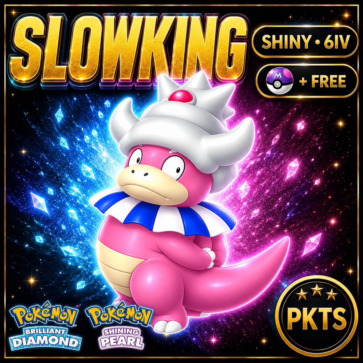 Shiny Slowking for Pokémon Brilliant Diamond & Shining Pearl (BDSP), 6IV, PKTS.