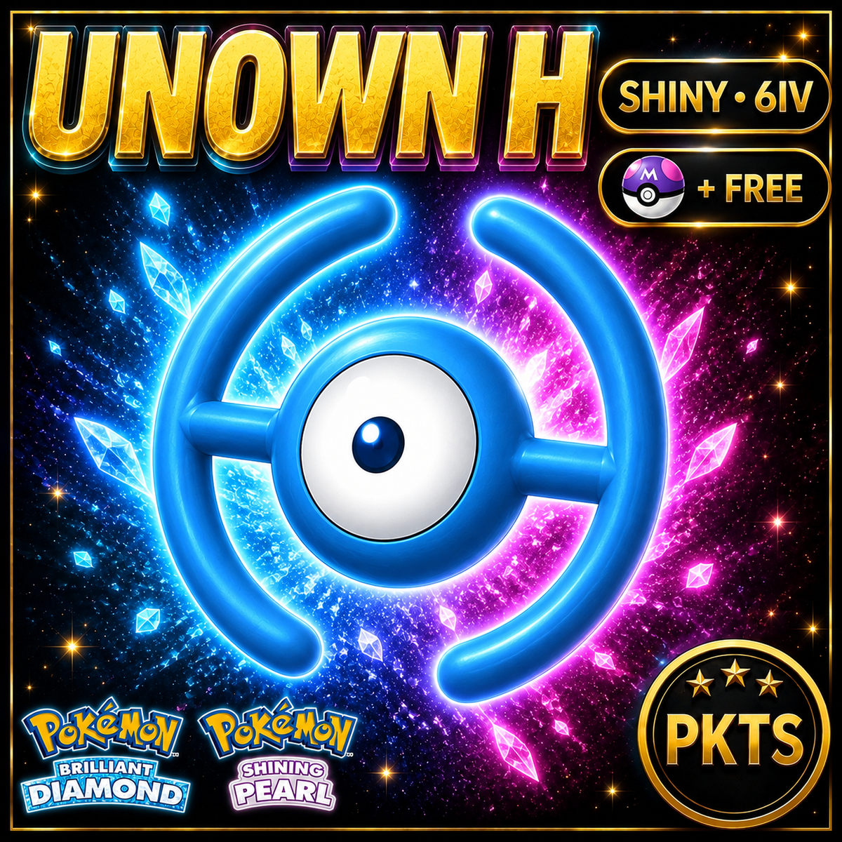 Shiny Unown H for Pokémon Brilliant Diamond & Shining Pearl (BDSP), 6IV, PKTS.