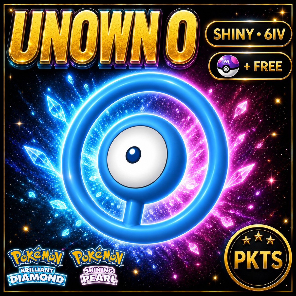 Shiny Unown O for Pokémon Brilliant Diamond & Shining Pearl (BDSP), 6IV, PKTS.