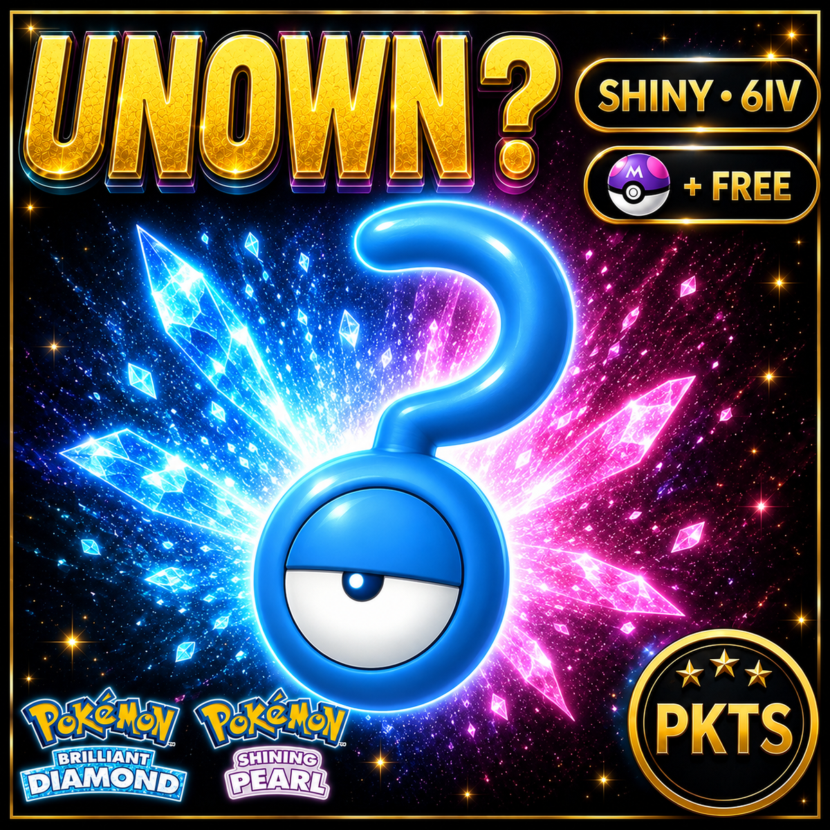 Shiny Unown ? for Pokémon Brilliant Diamond & Shining Pearl (BDSP), 6IV, PKTS.